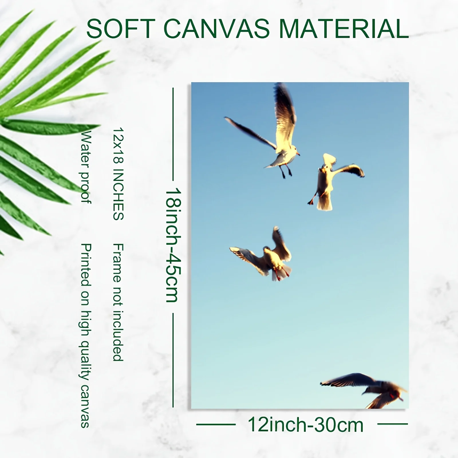 1pc Frameless Canvas Poster 12x18in - Serene Seagulls in Blue Sky, Ideal for Bedroom, Living Room, Hallway Wall Art