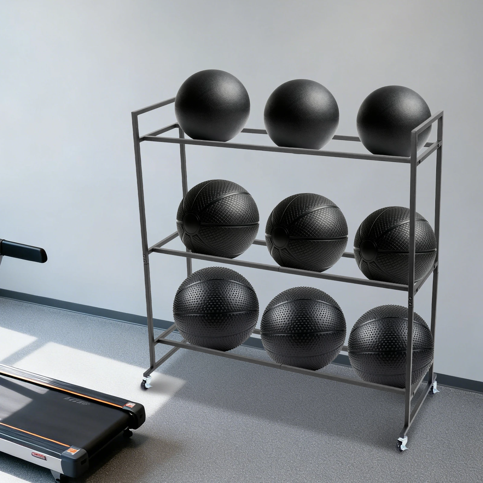 

Трехуровневая подставка для фитнес-мячей, держатель для йога-мячей, прочный органайзер для спортзала, фитнес-оборудования, дома, фитнес-студии