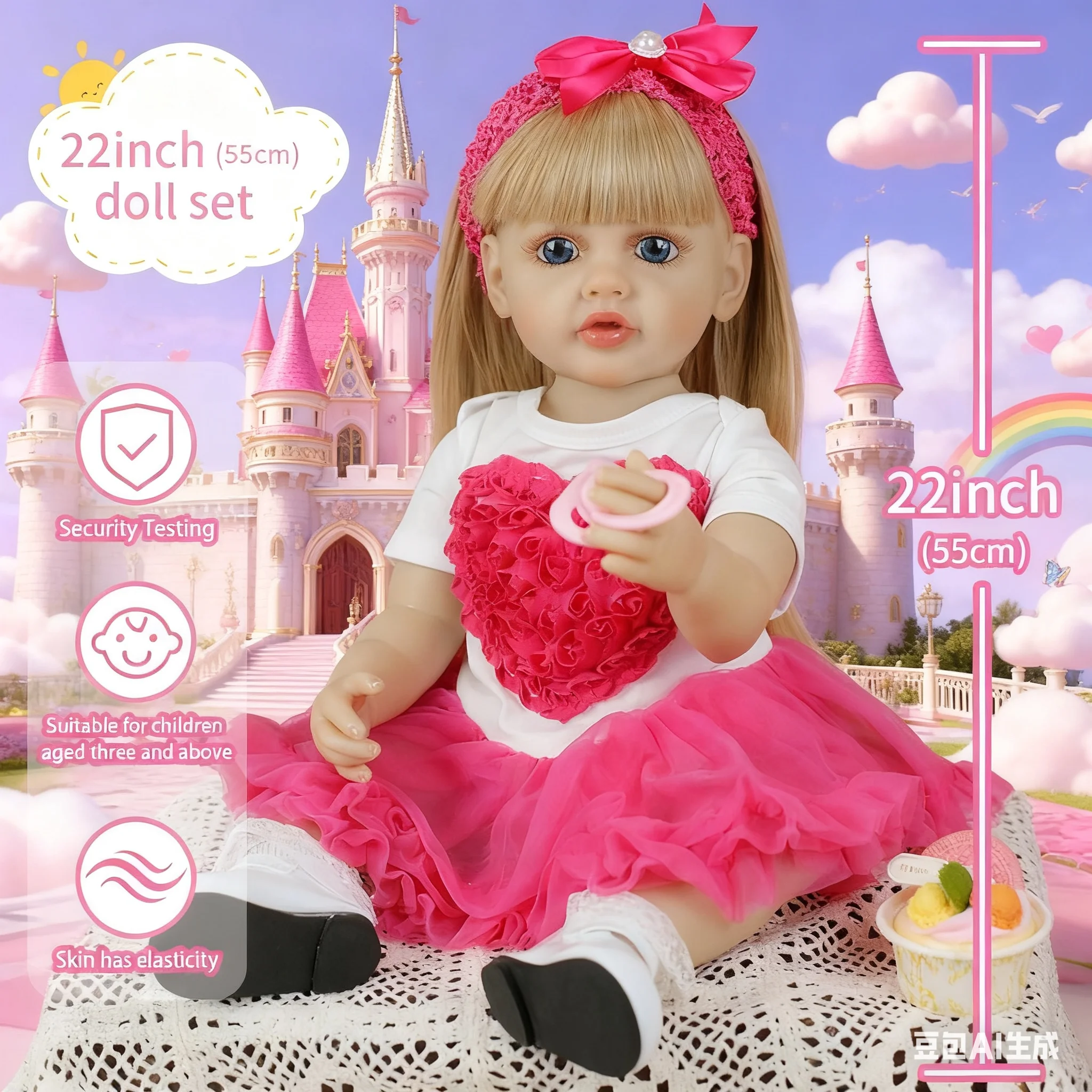 

55 см Reborn Toddler Betty, полностью силиконовая виниловая моющаяся кукла принцессы для девочек с золотыми длинными волосами, подарки на день рождения и Рождество