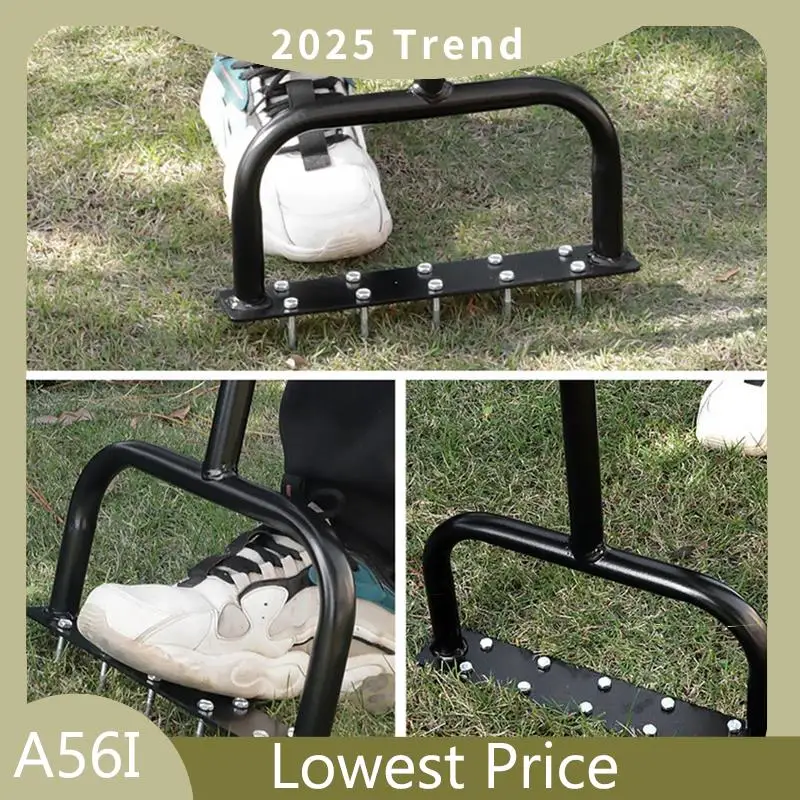 

Lawn Aerator Spike Pre-Grass Aerator Garden Tools Black Metal Manual Dethatching Soil Aerating Lawn
