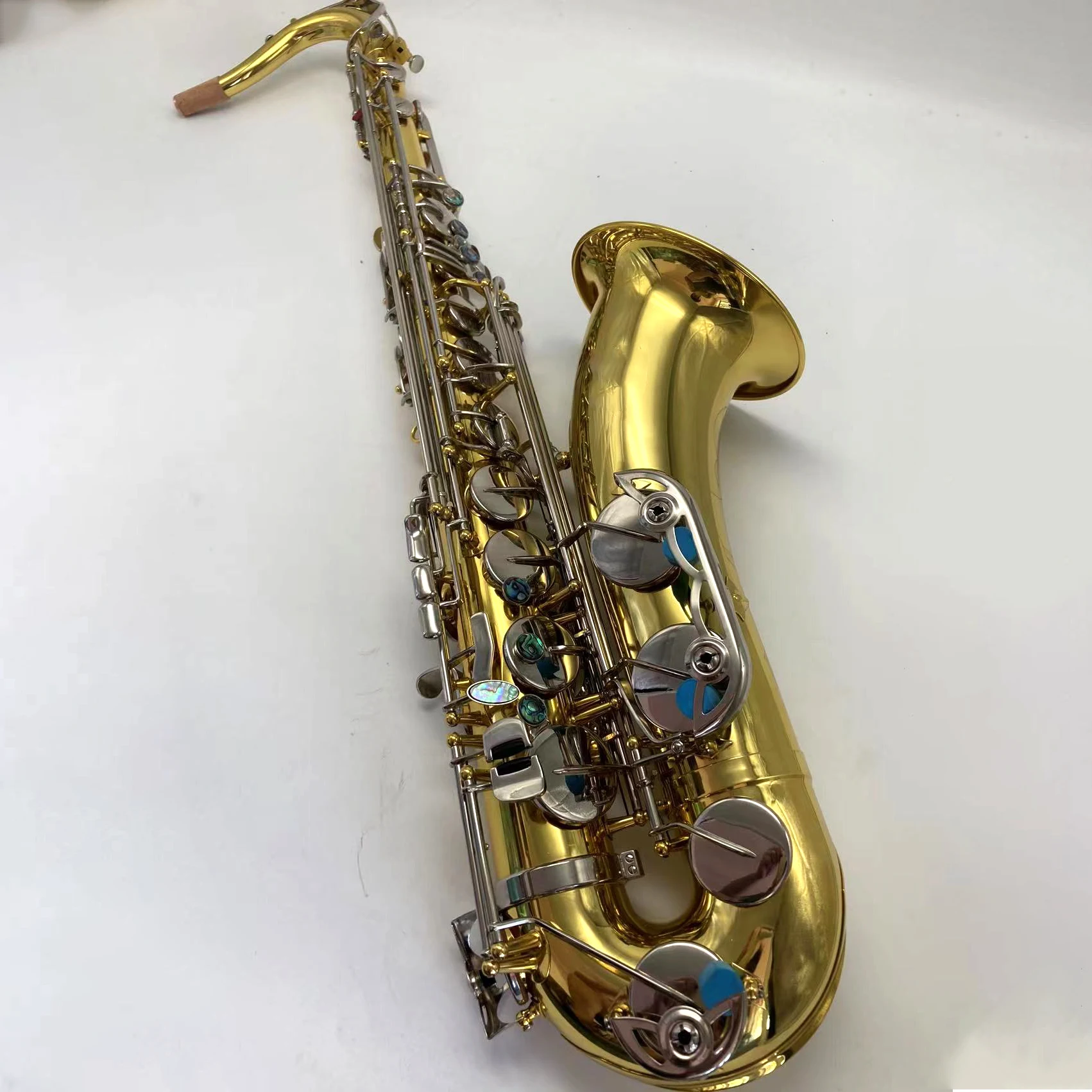 Export Standard OEM Gold Lacquer Body Nickel Plated Key Tenor Saxophone