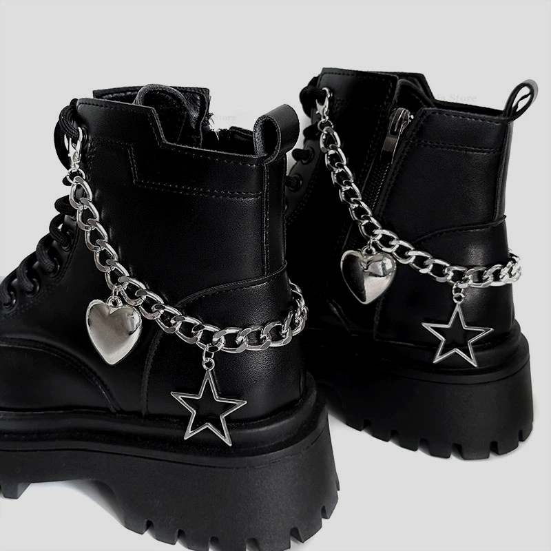 Metal Hollow Stars Large Heart Pendant Boots Shoes Chain Buckles Women Shoes Decoration Accessories Diy Fashion Party Jewelry