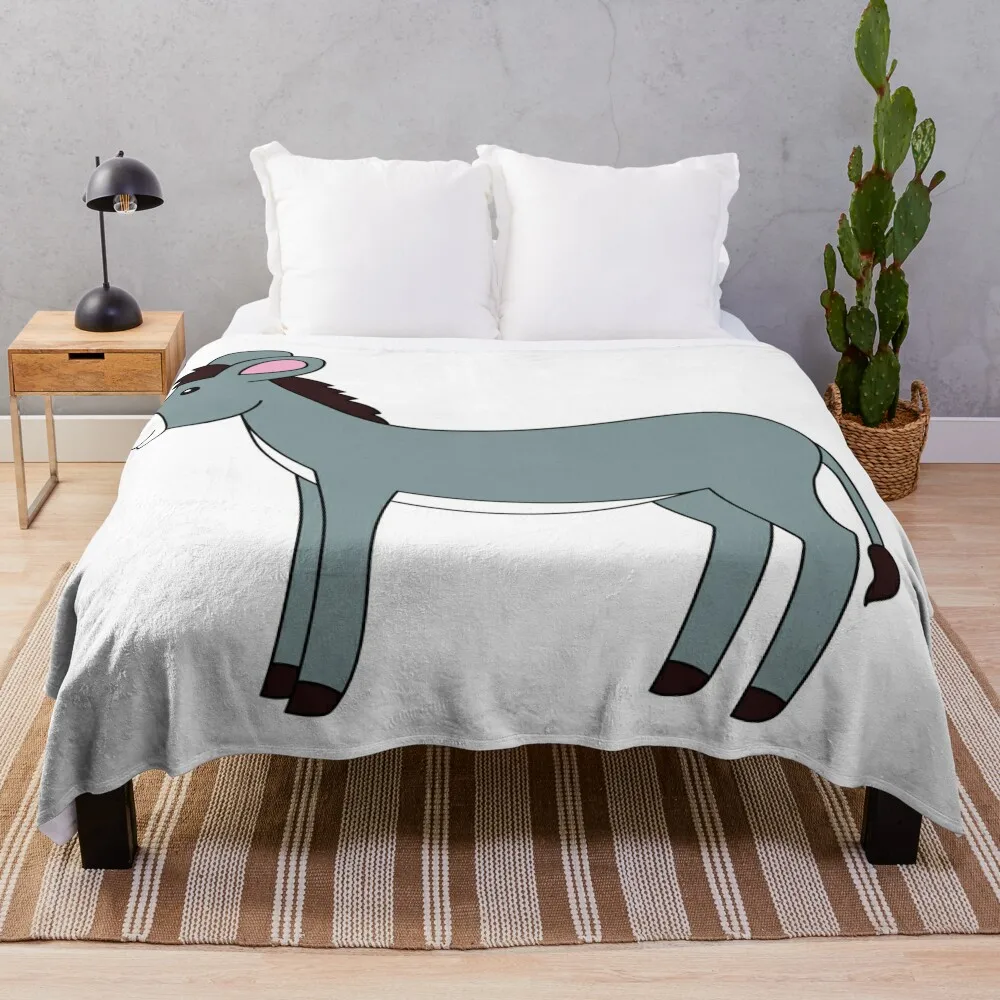 Cute Grey Donkey Throw Blanket Soft Plaid Summer Beddings Blankets