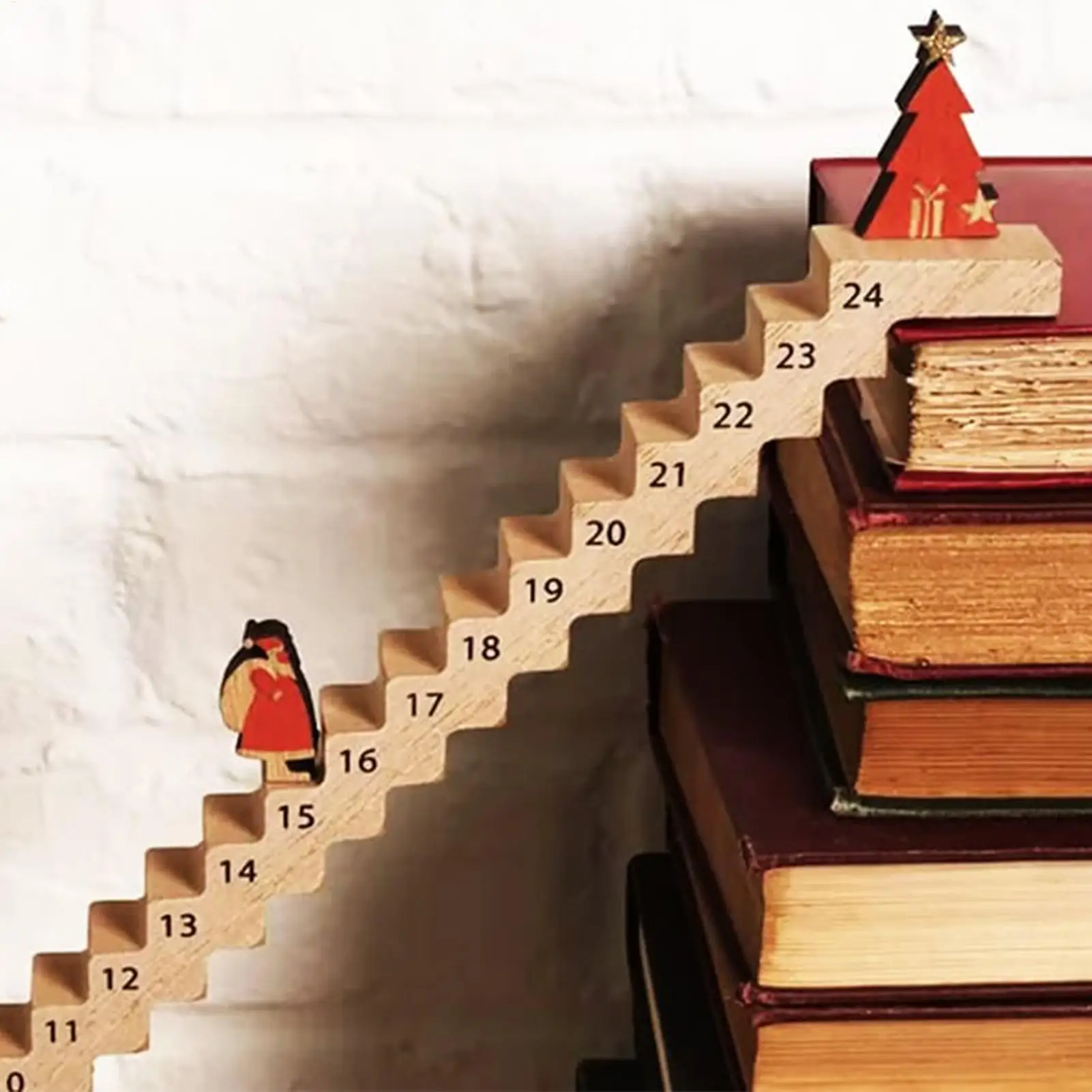 Countdown to Christmas Calendar Santa Sign Countdown Calendar Home Decoration Desk Sign Wooden Santa Climbing Stairs Party decor