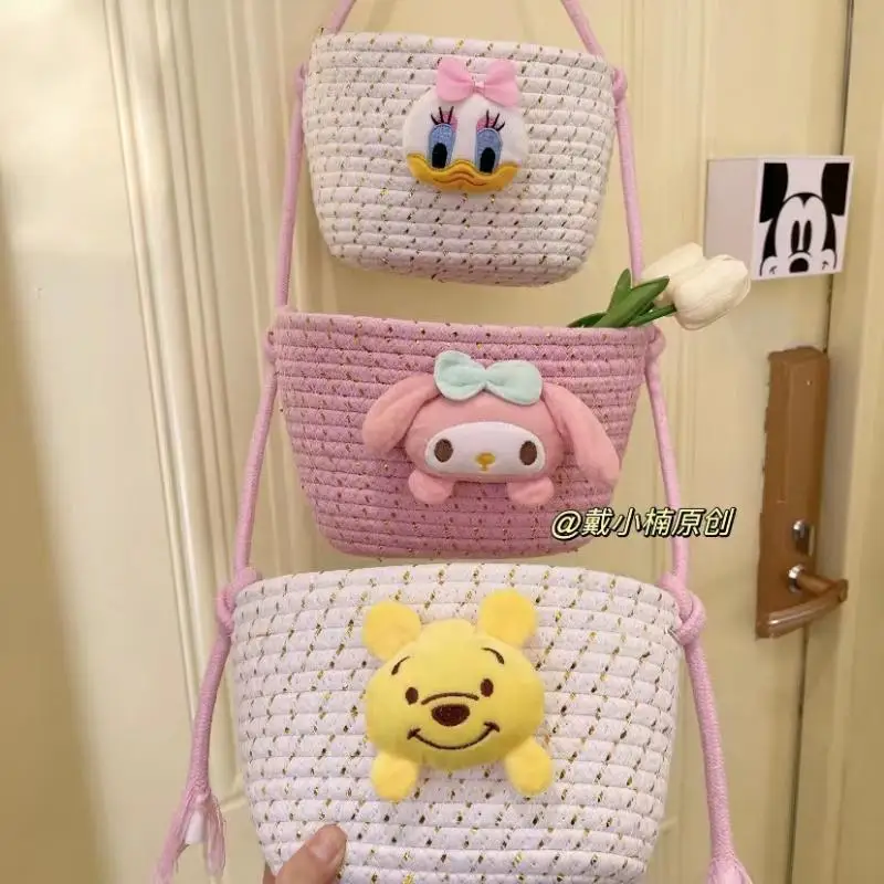 Cute My Melody Daisy Duck Three Layer Hanging Basket Behind The Door Cosmetic Storage Basket Cartoon Cute Hanging Storage Basket