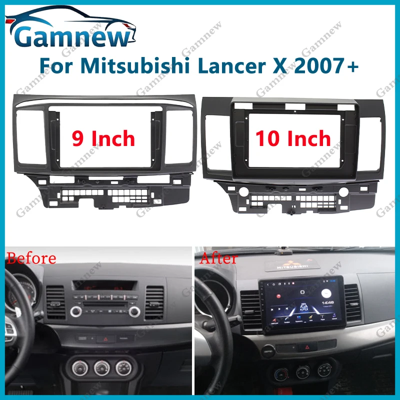 9 Inch 10.1 Inch Car Frame Fascia Canbus Box Adapter Android Radio Dash Fitting Panel Kit For Mitsubishi Lancer X 2007+