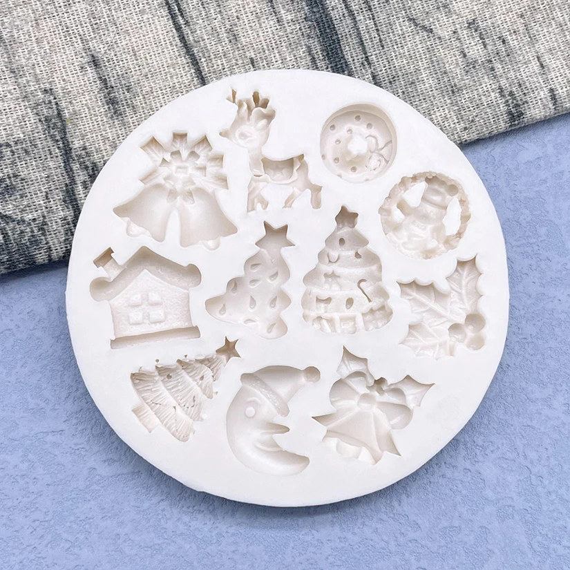 Christmas Tree Reindeer Jingle Bell Ornaments Silicone Sugarcraft Mold Chocolate Cupcake Baking Fondant Cake Decorating Tools