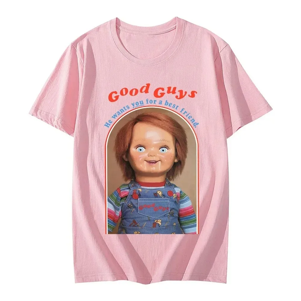 Neue Chucky Baumwoll-T-Shirts mit Anime-Grafikdruck, Damenmode, Lässige Kurzarm-T-Shirts, Harajuku Unisex-Tops, Kleidung – Detail 6