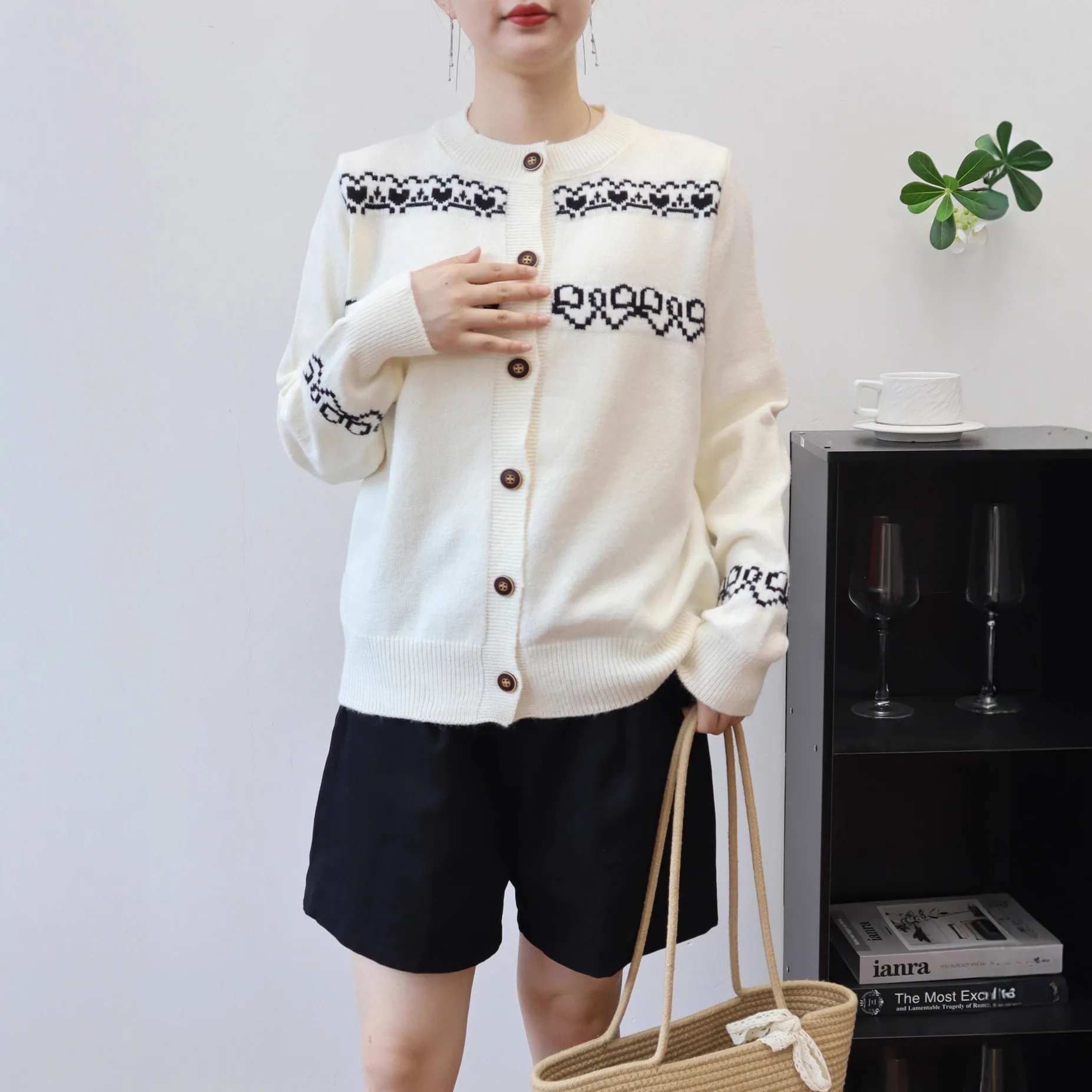 Vintage Neue Mode Herbst Winter frauen Farbe-coded Casual Trendy Langarm einreiher Gestrickte Pullover Mäntel Weibliche