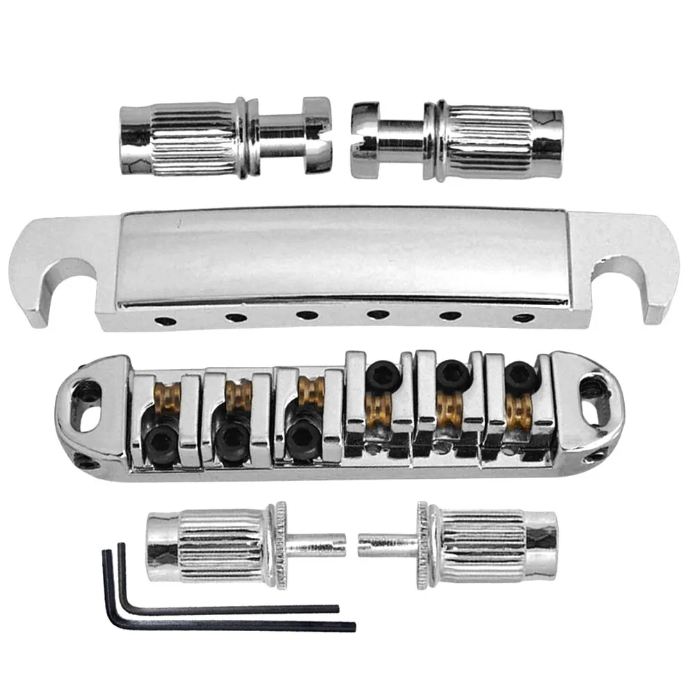 

6 String Roller Saddle Bridge Metal Silver/Black Musical Instrument Accessories Electric Guitar Bridge Guitar Repair