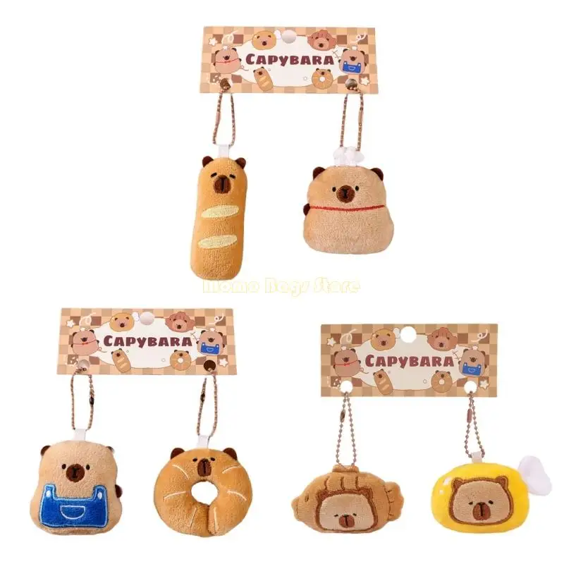 

X90d 2pcs capybara plush -chachain fashion keyring beyring bag Сумка шарм мультфильм Сумки подвесные декоративные аксессуары для