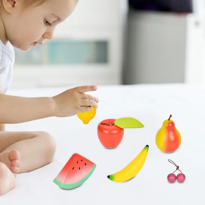 Wooden Play Food Set Educational Pretend Fruit Toys Lightweight Vegetables Toys Early Learning Toy For Kindergarten Preschool