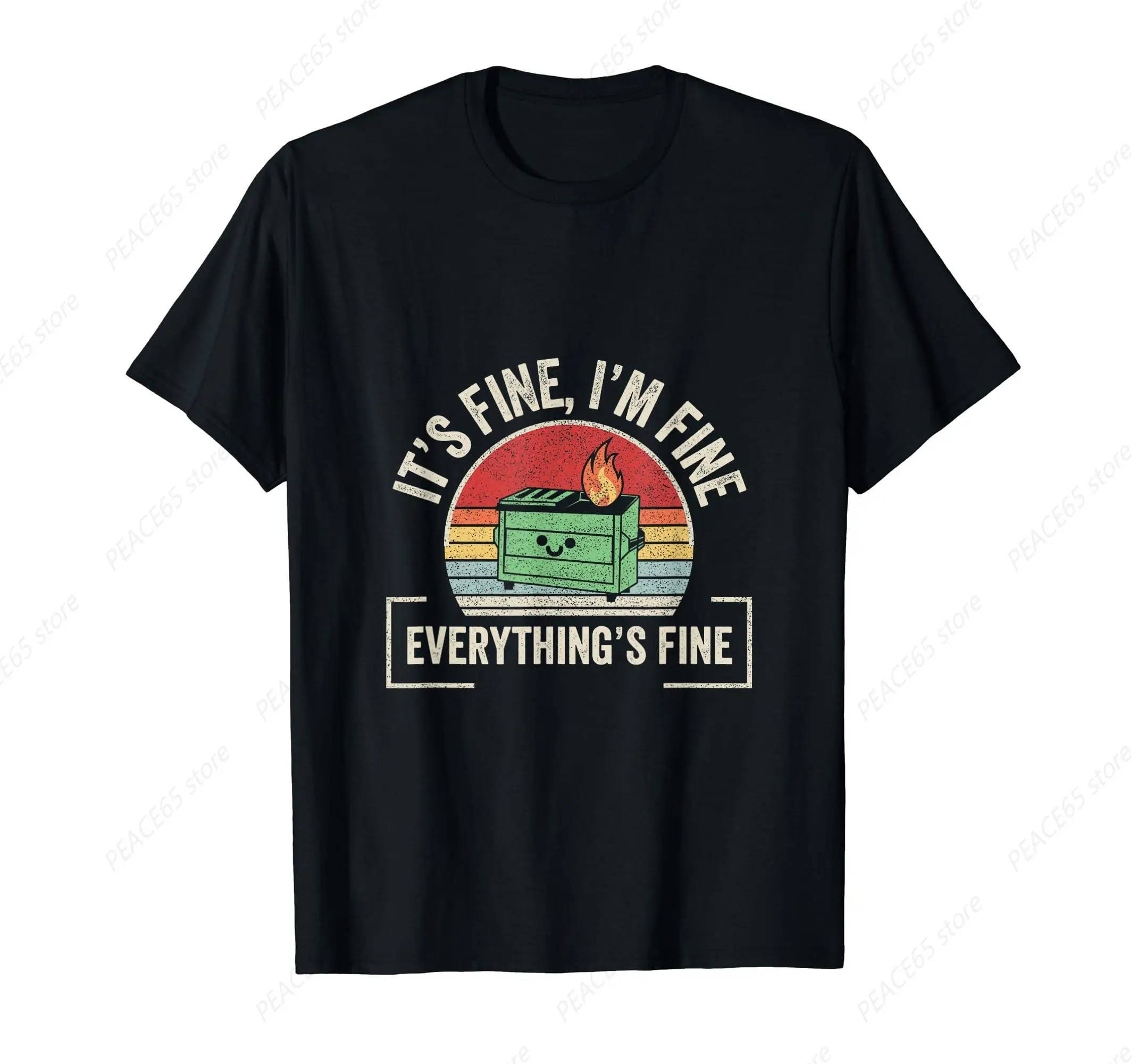 

Vintage Retro Dumpster Fire T-Shirt Colorful Line Short Sleeve for Men Women Travel Holiday Adventure