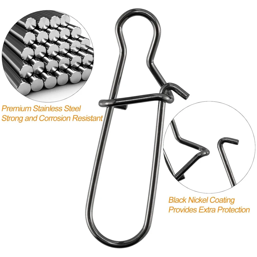 100pcs/box Swivel Snap Connector Pin Rolling Ring Fishing Tackle Box Buckle Lure Kit 20/30/50/100pcs Bearing Pesca Tool Gear - Detail Angle #03