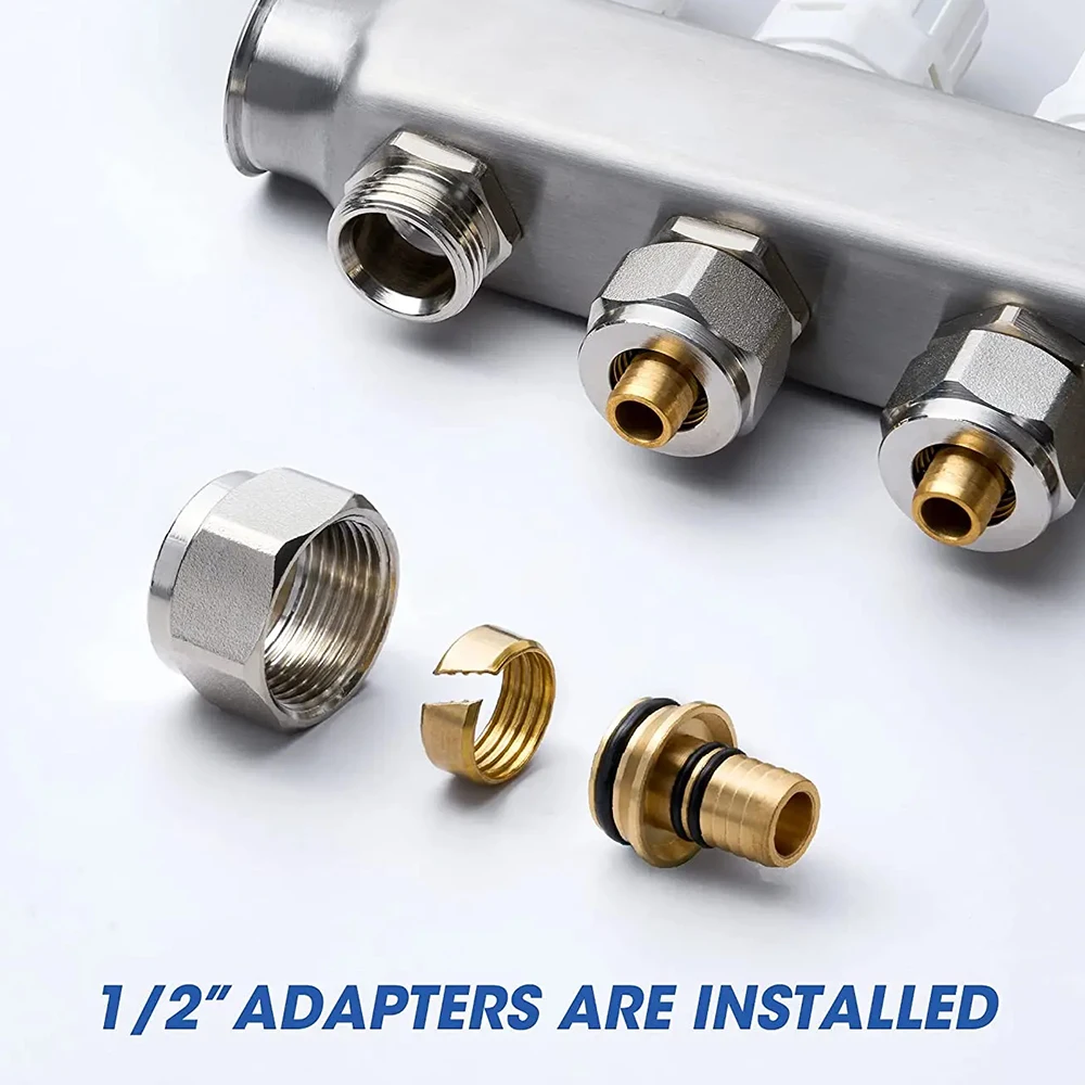 2-16ways 304 Stainless Steel Heating Manifold Pex Manifold Underfloor Heating Manifold