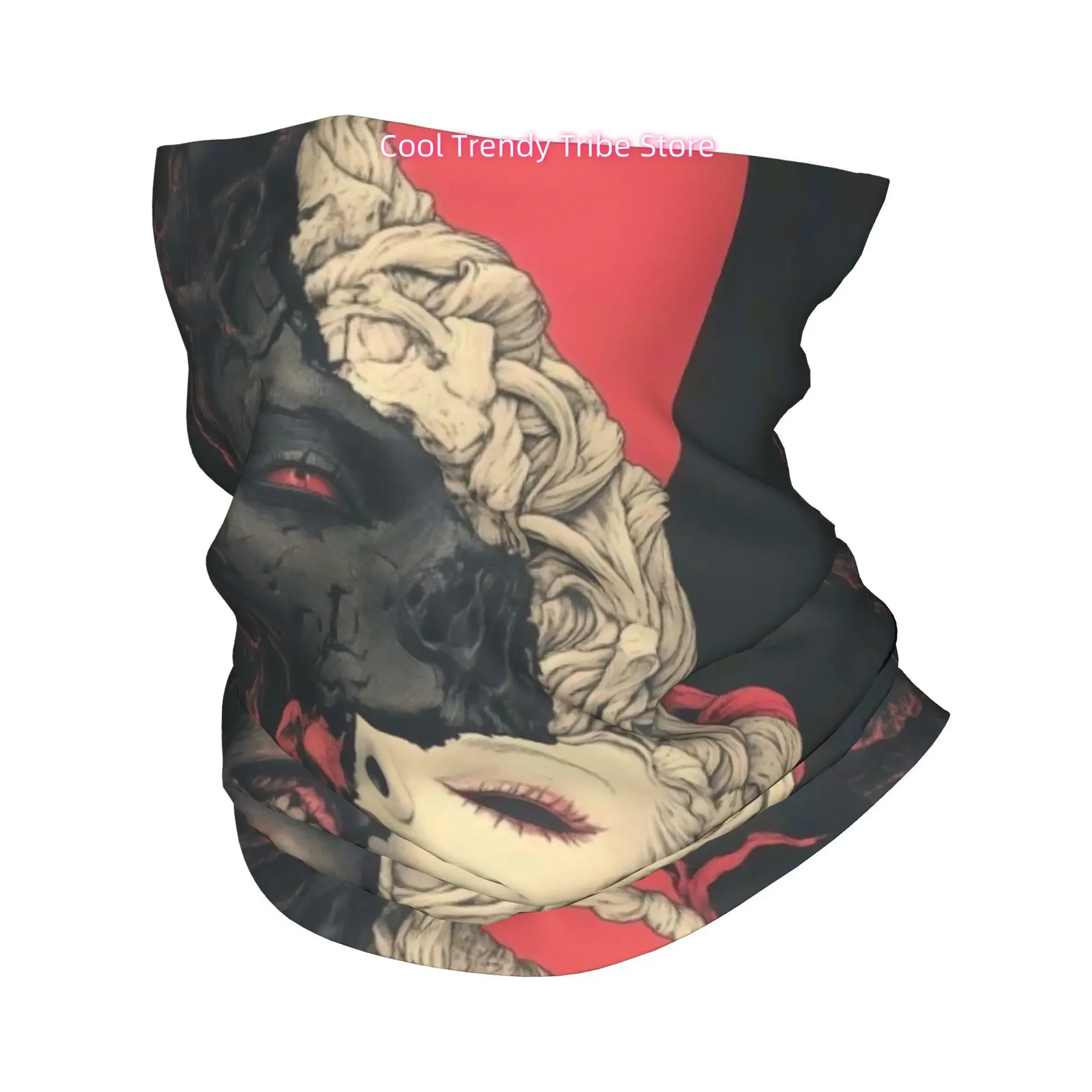 Men' Gothic Split Print Bandana Headscarf - Split-Face Novelty with Gothic Patterns & Suitable for Outdoor, Themed Events, Machi
