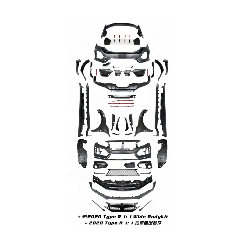 

Высококачественный широкий обвес автомобиля для FK8 Civic Hatchback 2016-2021 и седан, обновленные широкие обвесы в стиле Type-r