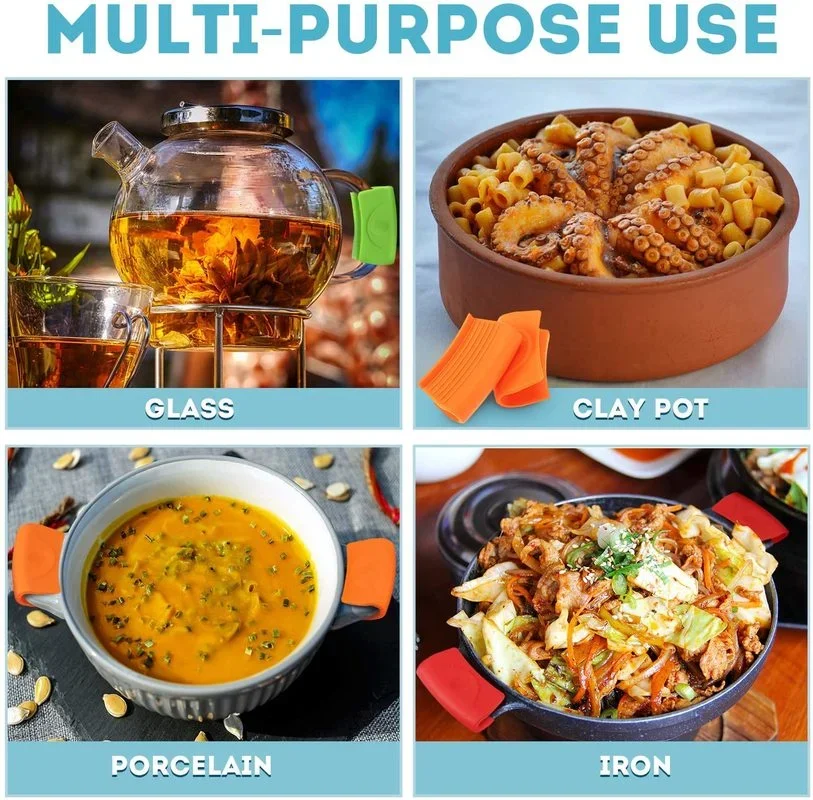 실리콘 장갑 논스틱 내열성 냄비 클립, 거치대 핫 플레이트 클립, 요리 절연 오븐 미트, 미끄럼 방지 베이킹 도구, 2 개