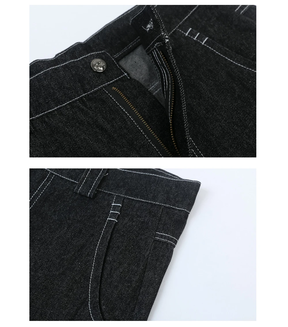 Bestickte lose Jeans shorts Herren Sommer Streetwear schwarze knielange Jeans shorts – Detail 10