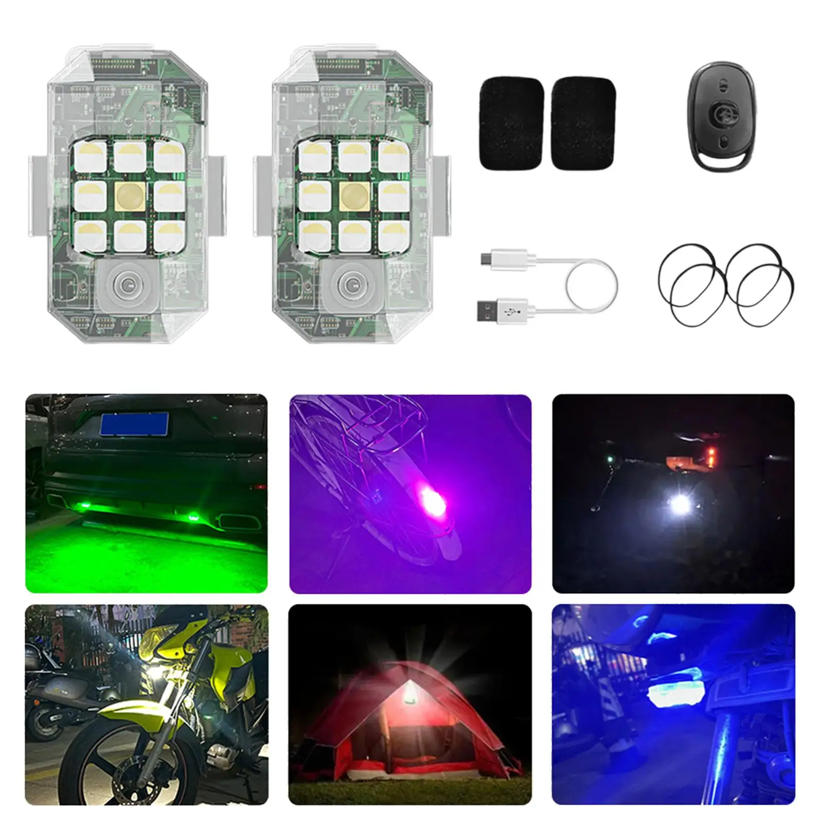 2Pcs LED Aircraft Strobe Lights Drone Anti Collision Lights Emergency Warning Lights for Boat Aircraft Suvs Vehicles Car