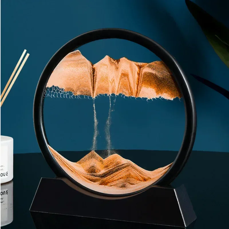 Creative 3D Moving Sand Art Oranment Liquid Hourglass Flowing Sand Sandscape Quicksand Home Decor Gift