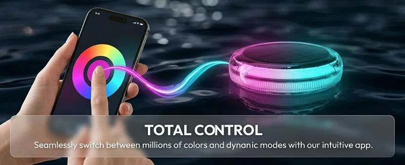 Outdoor LED Solar Pool Lights RGB Spectrum 16 Million Colors Dynamic Modes Solar-charged Waterproof Design Waterproof 3 Timer 9 Lighting Floating Lamp For Garden Pool Party Decoration