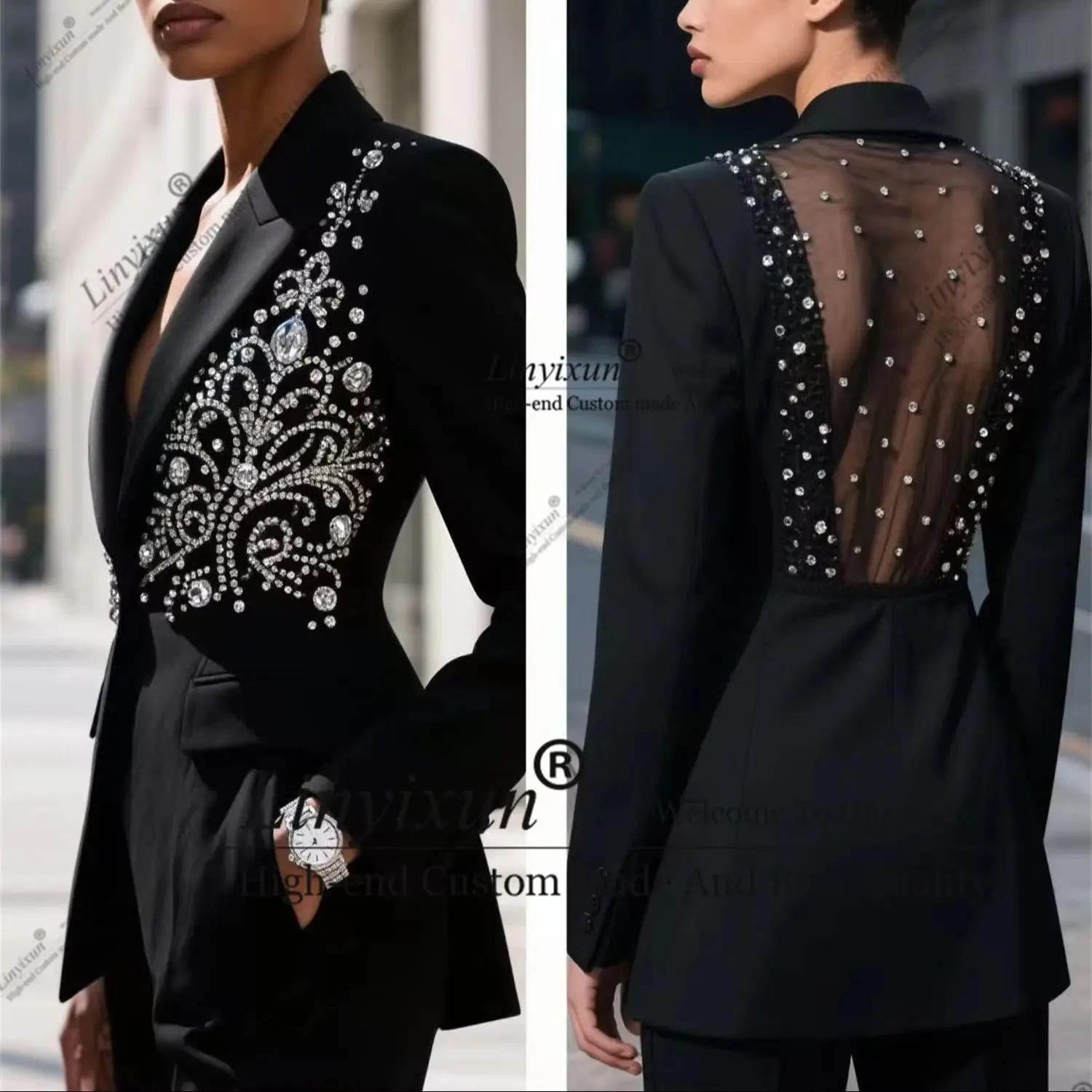 

Дизайнерский стиль, платья невесты с бриллиантами, роскошные женские костюмы с грудью по индивидуальному заказу, смокинг для банкета и вечеринки костюм женский