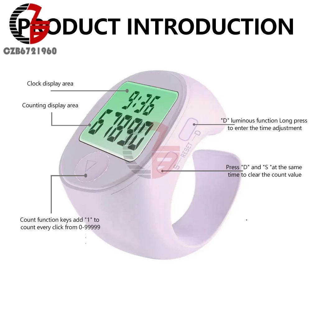 LCD Tasbih Tally Counter Ring For Muslims Electronic Digital Counter 5 Prayer Time Mute Button Counter Wearable Rings