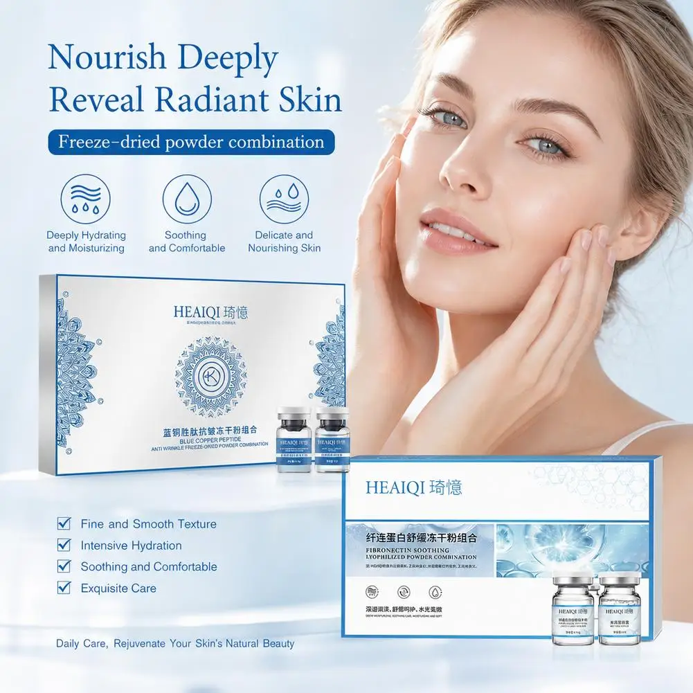 5pairs Blue Copper Peptide Freeze-Dried Powder Anti-Aging Anti-Wrinkle Essence Hydrating Repair Facial Serum For Daily Skincare