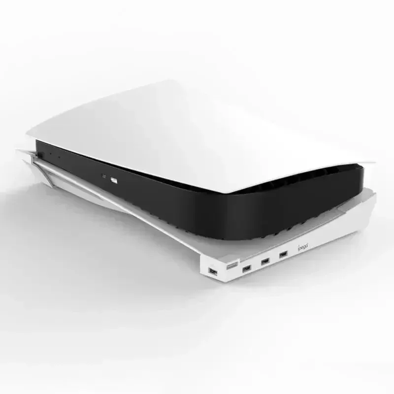 

Portable Flat Bracket for PS5 - Horizontal Stand with 4 USB Ports, Compatible with Optical/Digital P5 Consoles