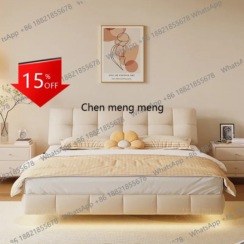 

Кровать Q181 с плавающим дизайном, белая, кремовая, мягкая, удобная, деревянная, для девочек, в стиле принцессы, двуспальная, уникальная мебель