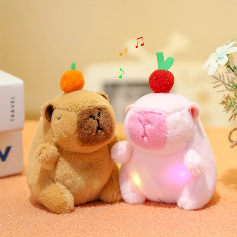 Cartoon Capybara Music Model With Sound Accessories Plush Capybara Doll Keychain Toy