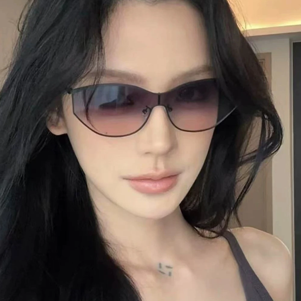 

2025 New Y2K Fashion Metal Punk Cat Eye Sunglasses for Women Brand Summer Outdoor Sun Glasses Female Gradient Oculos De Sol