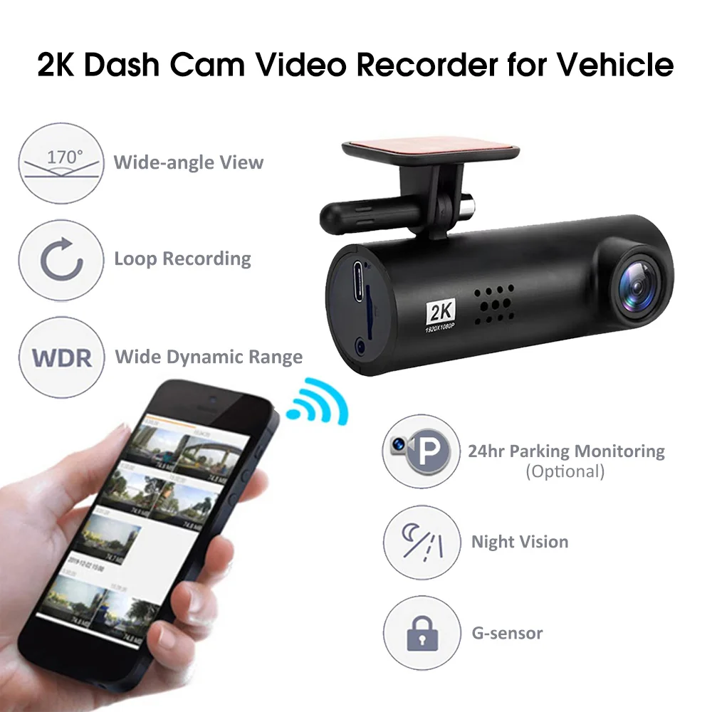 

Car Dash Cam DVR Video Recorder Dashcam For Car With GPS WiFi 24h Parking Monitoring Loop Recording Night Vision G Sensor WDR