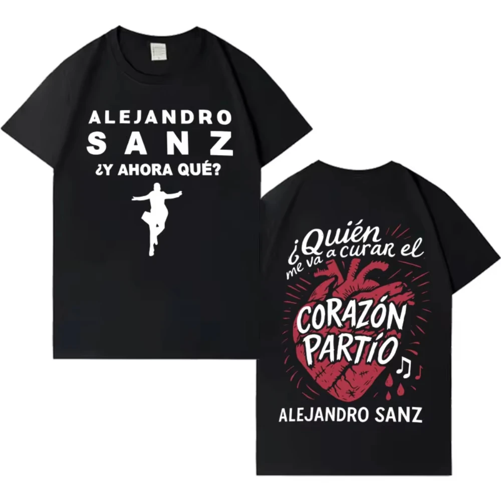 Camiseta de Manga Corta con Gráficos Modernos del Cantante Alejandro Sanz 2026, para Hombre y Mujer, Estilo Hip Hop, Punk, Casual, Ropa Y2K de Alta Calidad, Regalos para Fans