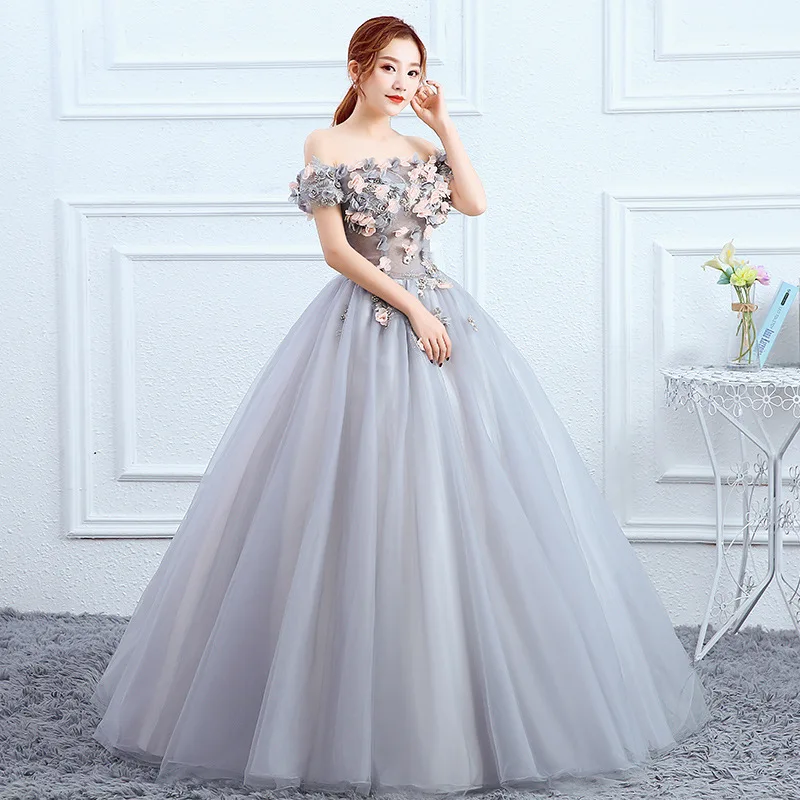 2024 New Women's Long Style Colored Yarn Embroidered Waist Tie Bridal Banquet Business Host Evening Dress Fluffy Skirt