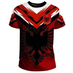 Albania Flag Graphic T Shirts Eagle Round Neck Short Sleeve 3d Print T-shirt Tops For Men Clothes Casual Football Jersey Tees