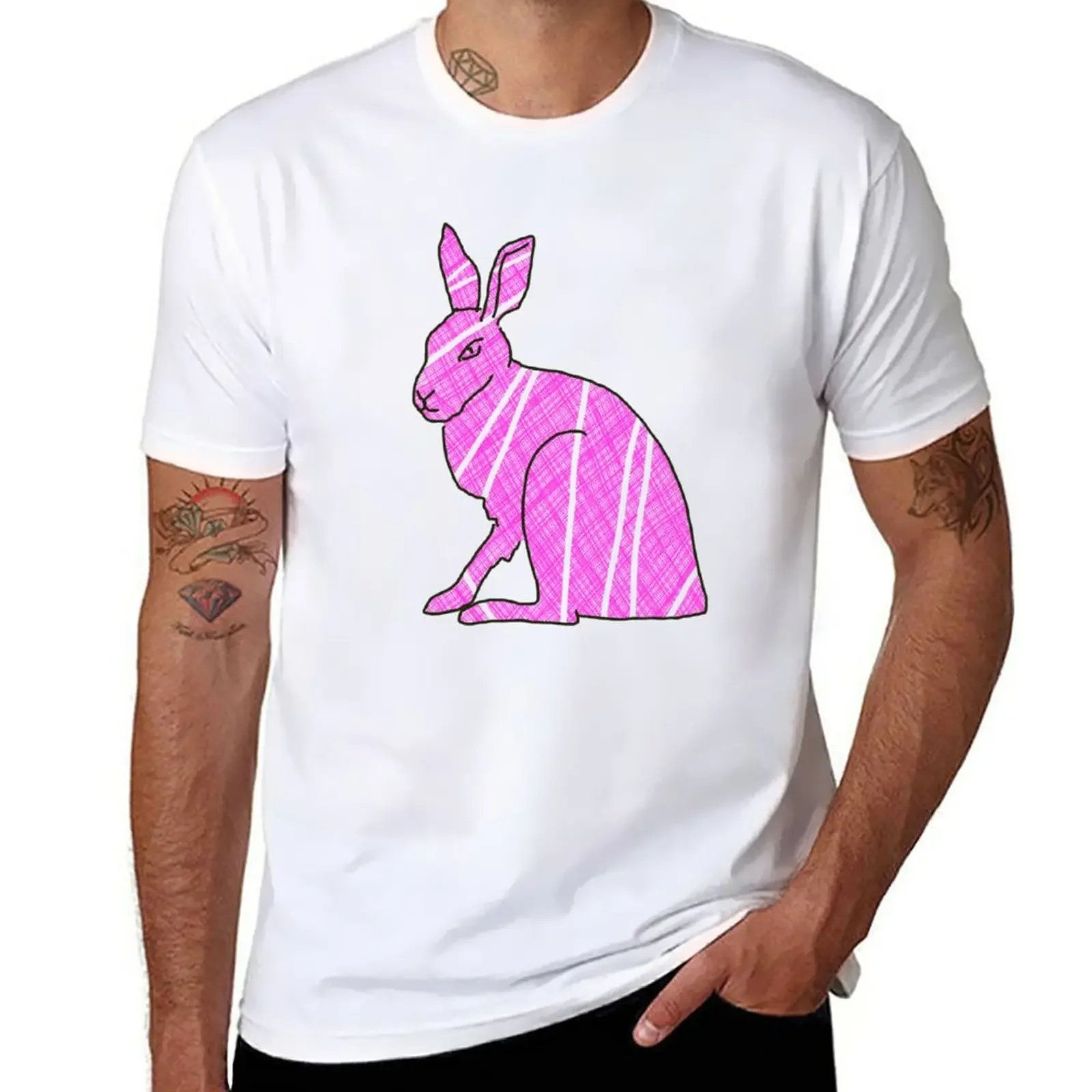 

New Pink Hare T-Shirt animal prinfor boys graphic t shirt vintage t shirt men