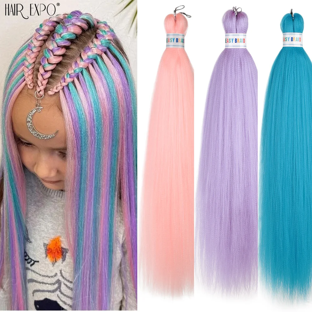

26Inch Easy Braids Hair Synthetic Colourful Pre Stretched Braiding Hair Extensions Jumbo Braids Ombre Yaki Long Straight Hair