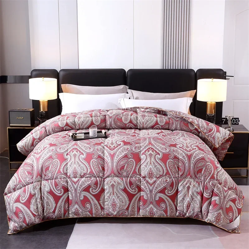 New Thickened Warm White Goose Down Quilt Exquisite Craftsmanship Printing Dyeing Duvet Fluffy Plump High-quality Fabric Bedding