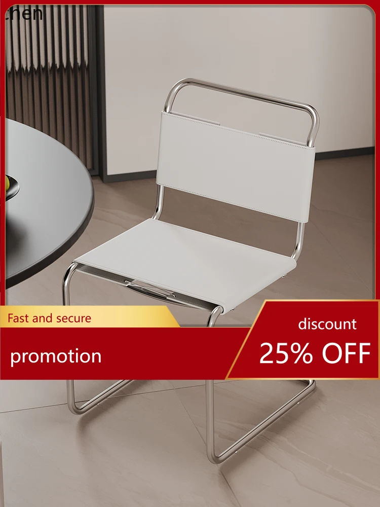 

ZML Stainless Steel Vintage Dining Chair with Backrest for Home Use, Small Apartment Dining Table Chair, Floating Chair