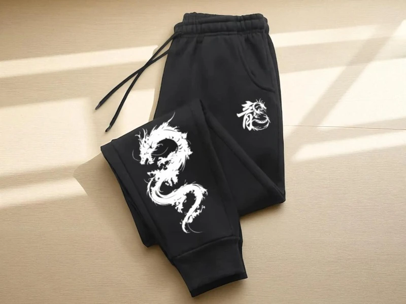 

2025 Autumn and Winter Dragon Print Jogger Pants _ Streetwear Cuffed Sweatpants High-end Luxury Is for Both Men and Women Gym