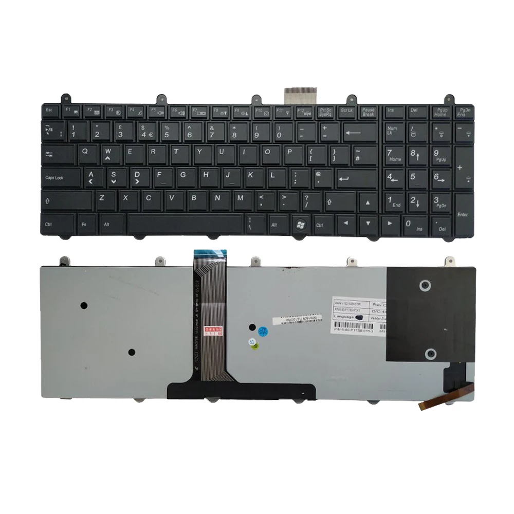 

New For Clevo P150EM P170EM P370EM P570WM P170sm P150sm P370sm P375SM P270WM Laptop UK Keyboard With Backlight