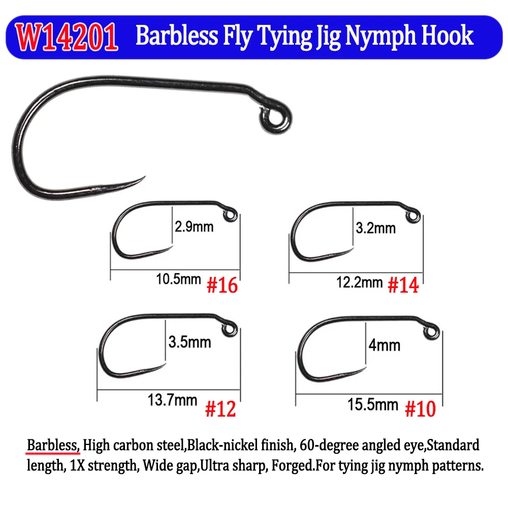 200 Stück Angelfliegenhaken mit Widerhaken und Widerhaken, Nymphen, Pupa, Ei, Fliegen, Trockenfliegen, Nassfliegen, Jig, Nymphenhaken, Caddis, Streamer, Fliegenbindehaken – Detail 14