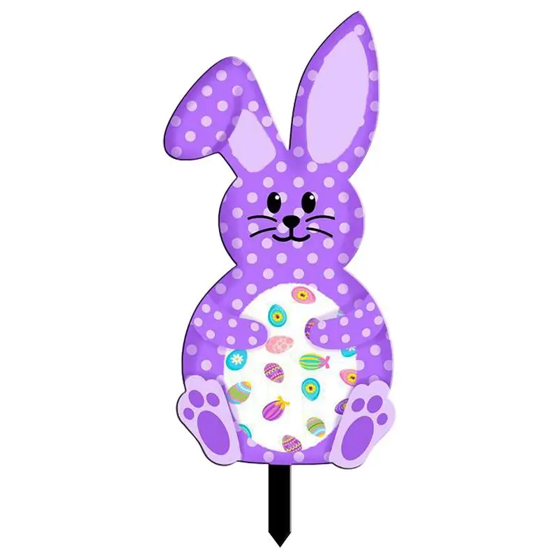 Easter Yard Sign With Stakes Acrylic Rabbit Shaped Lawn Decorations Easter Rabbit Garden Signs With Stakes Lawn Decorations For