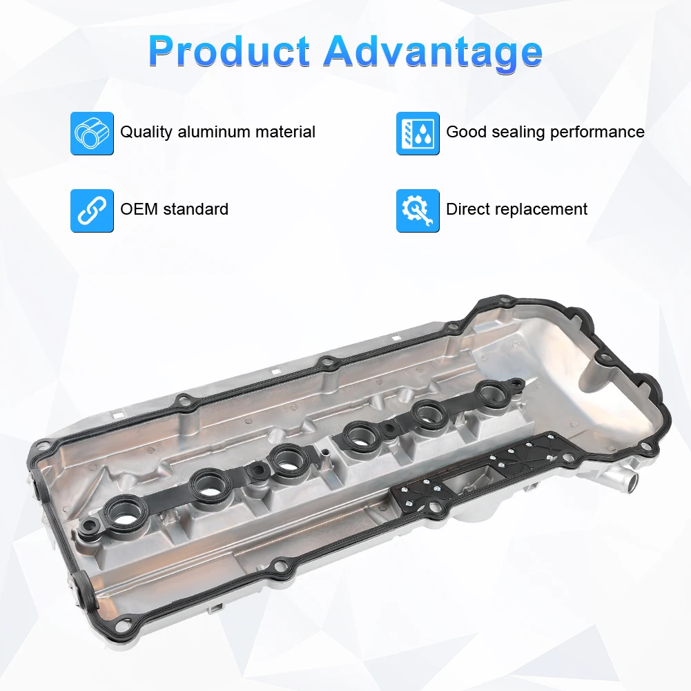 طقم غطاء صمام الألومنيوم لسيارات BMW E46 E39 E53 323i 325i 325Ci 328i 328C M52/M54 2.5L 2.8L 3.0L,11121432928, مع حشية ومسامير