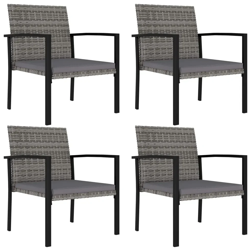 

Patio Dining Chairs 4 pcs Poly Rattan Gray Outdoor Wicker Dining Chairs with Armrests