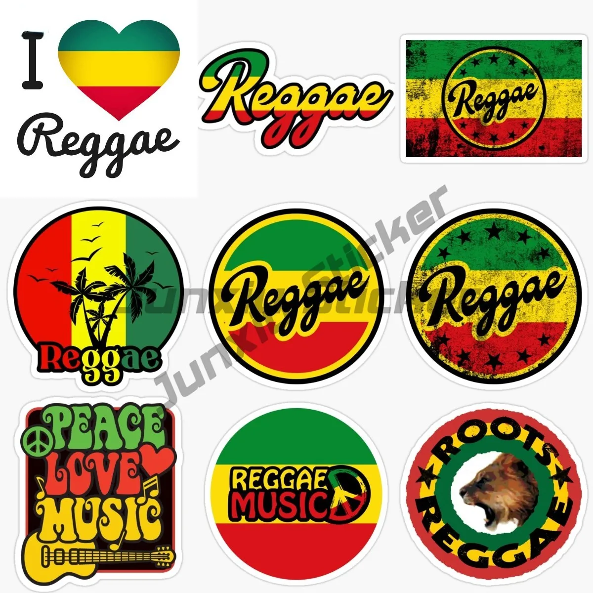 Reggae música jamaicana um amor coração reggae rastafari bob marley adesivos de carro adesivos de viagem para laptop bicicleta decalques crianças brinquedo