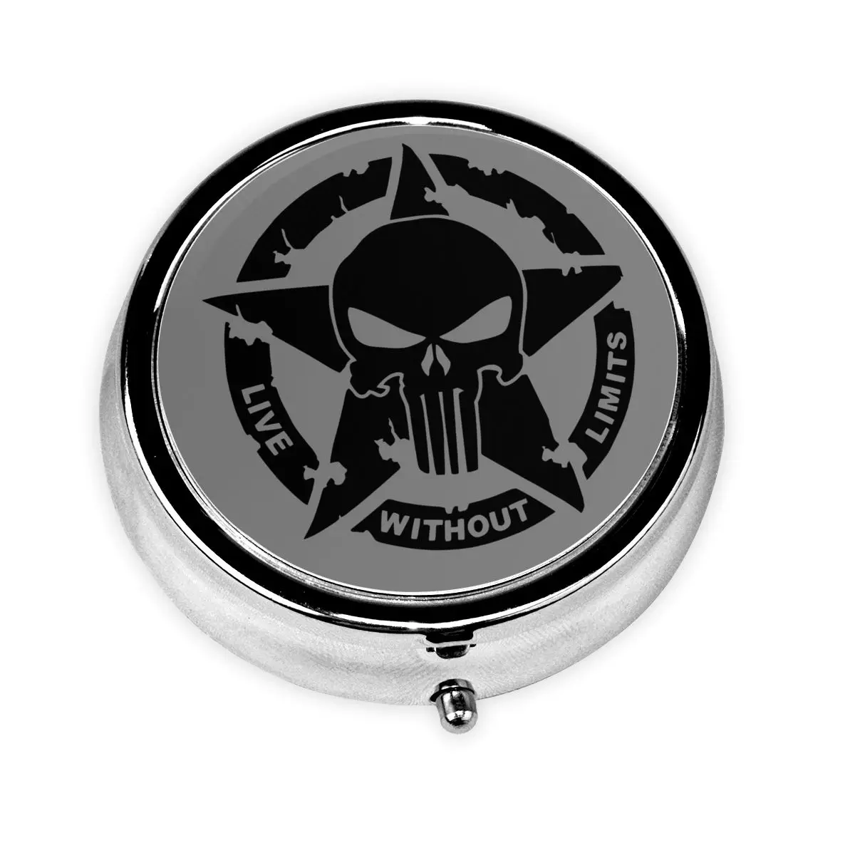 Military Tactical Skull Star Pill Box 3 Compartment Medicine Pill Case Portable Metal Medicine Vitamin Organizer Unique Gift