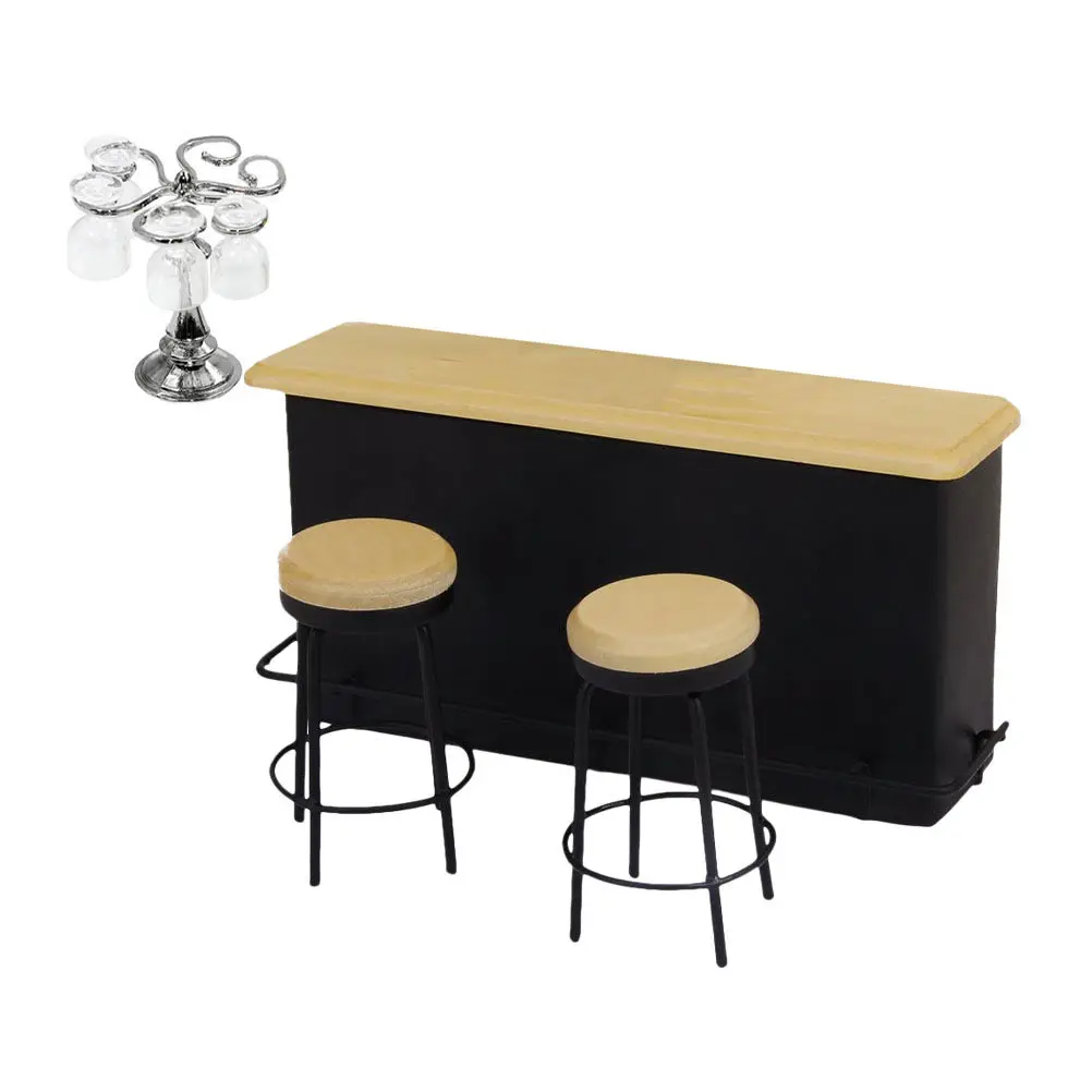

1Set Mini House Bar Counter Scene Simple Design Decorative Ornament for Miniature House Accessories Afternoon Tea Playhouse